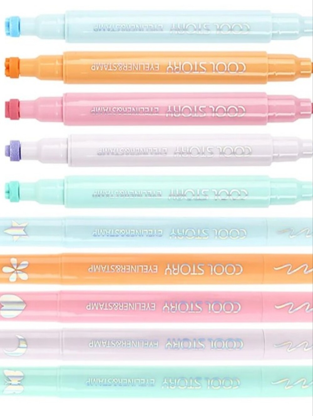 5 PC Liquid Winged Eyeliner Stamp Pen Set Double Ended Waterproof Pastel Colors